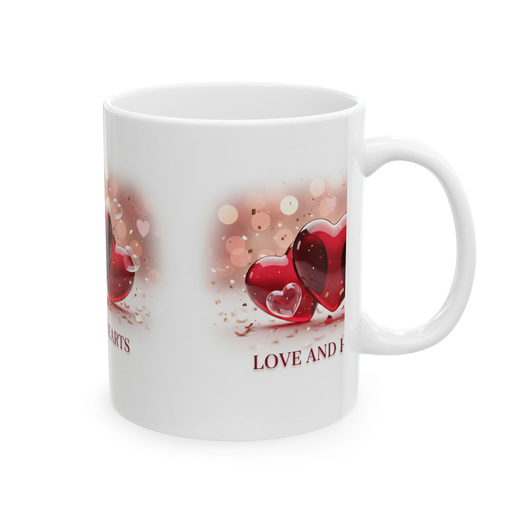 Love and Hearts Ceramic Mug — Valentine’s Day Red Heart Coffee Cup (11oz, 15oz)