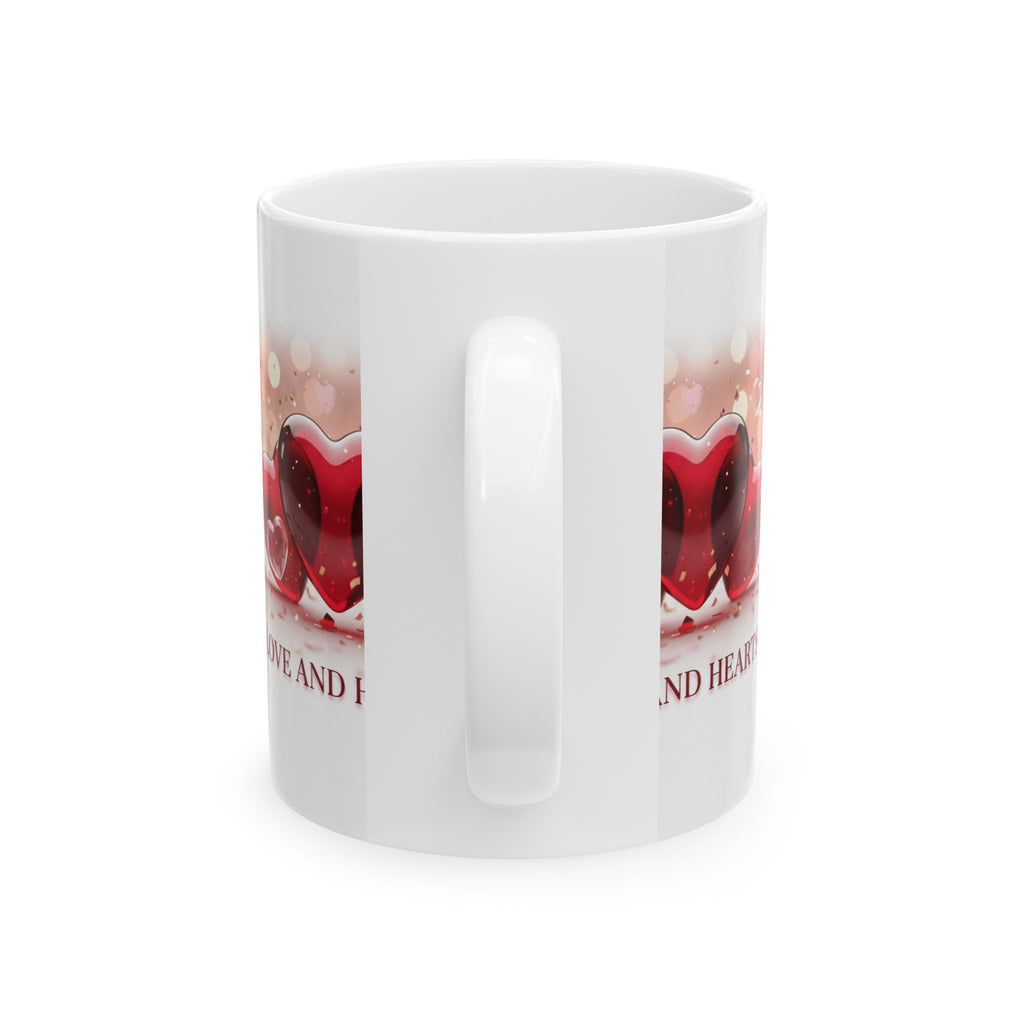 Love and Hearts Ceramic Mug — Valentine’s Day Red Heart Coffee Cup (11oz, 15oz)