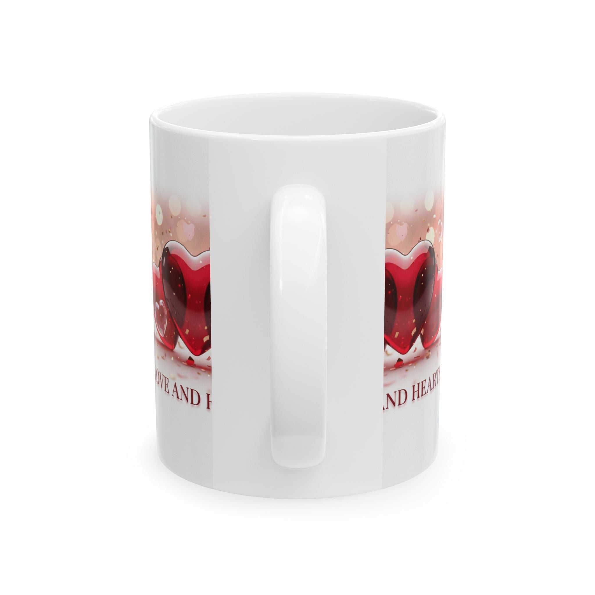 Love and Hearts Ceramic Mug — Valentine’s Day Red Heart Coffee Cup (11oz, 15oz)