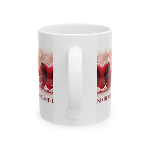 Love and Hearts Ceramic Mug — Valentine’s Day Red Heart Coffee Cup (11oz, 15oz)